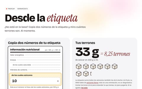 La calculadora avanzada de Premium: el límite de azúcar según la edad y las calorías.