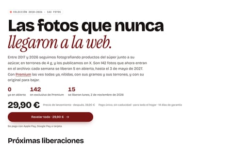 La colección 2018–2026: las fotos que se publicaron en X y nunca llegaron a la web, con su calendario de liberación.