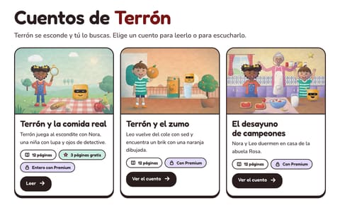 Los cuentos animados de Terrón: las portadas ilustradas de cada cuento.