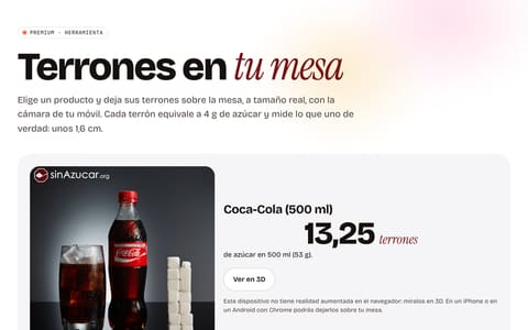 «Terrones en tu mesa»: la torre de terrones de un producto en 3D, a tamaño real.