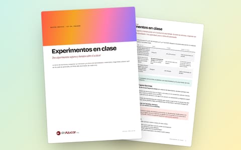 Los experimentos para el aula: la portada y la ficha del experimento 1, en A4.