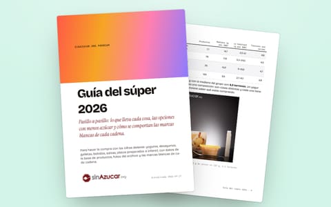La portada de la guía «Guía del súper 2026» y, detrás, una página de su muestra gratuita.