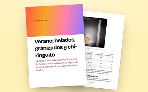 La portada de la guía «Verano: helados, granizados y chiringuito» y, detrás, una página de su muestra gratuita.