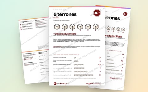 El kit de sala de espera: la infografía «6 terrones al día», el tríptico y el roll-up.