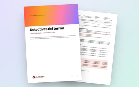 La unidad didáctica «Detectives del Terrón»: la portada y la primera sesión, en A4.