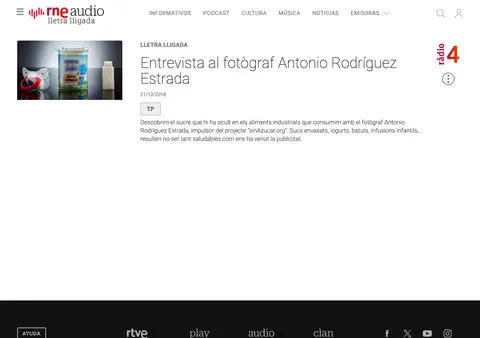 Captura de RNE – Ràdio 4 (Lletra lligada), RNE en catalán