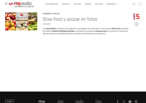 Captura de RNE – Radio 5 (Alimento y salud)
