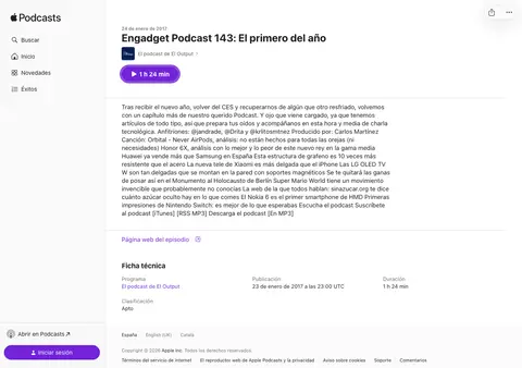 Captura de El podcast de El Output (Engadget Podcast)
