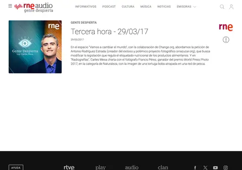 Captura de RNE – Radio Nacional (Gente despierta)