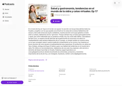 Captura de El Podcast de Gastronomía