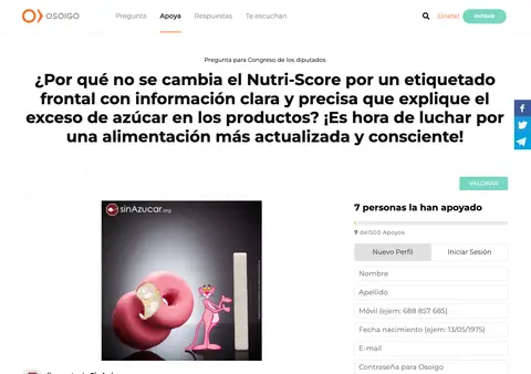 Captura de Osoigo (plataforma de preguntas ciudadanas al Congreso)