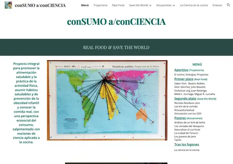 Captura de Sitio educativo conSUMO a/conCIENCIA (Google Sites, dominio educacion.navarra.es)