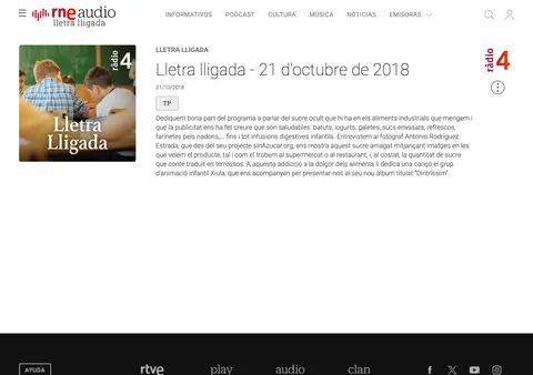 Captura de RNE – Ràdio 4 (Lletra lligada), RNE en catalán