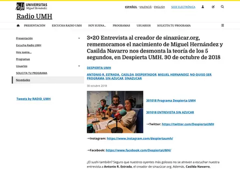 Captura de Radio UMH (Universidad Miguel Hernández)