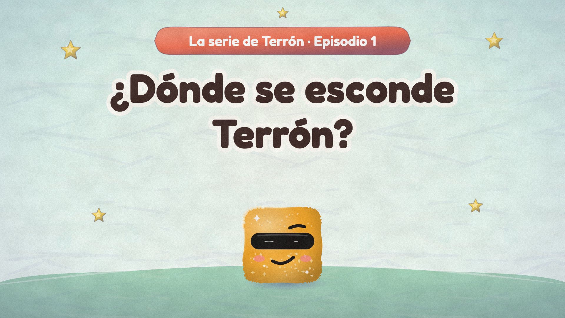 Terrón cae sobre el título del episodio 1, «¿Dónde se esconde Terrón?».