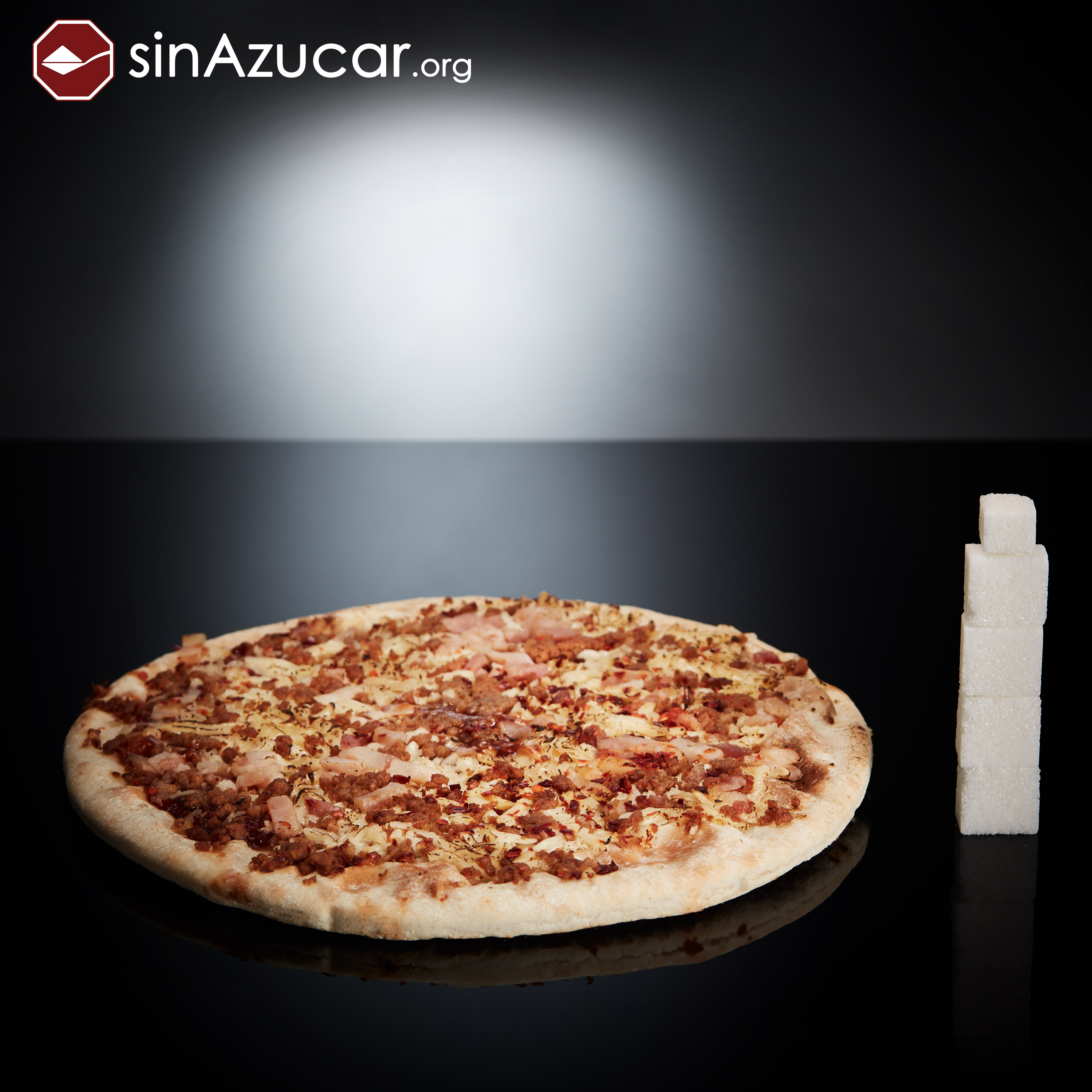 Una pizza barbacoa individual tiene 17g de azúcar, equivalente a 4,2 terrones. Pizza analizada: Marca Palacios. Barbacoa para el microondas (Individual, 225g.